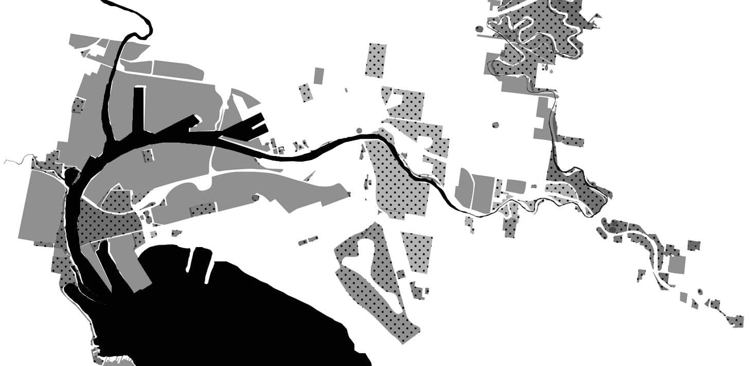 Flinders St Water Reclamation Facility — map of the Yarra and Port Phillip Bay