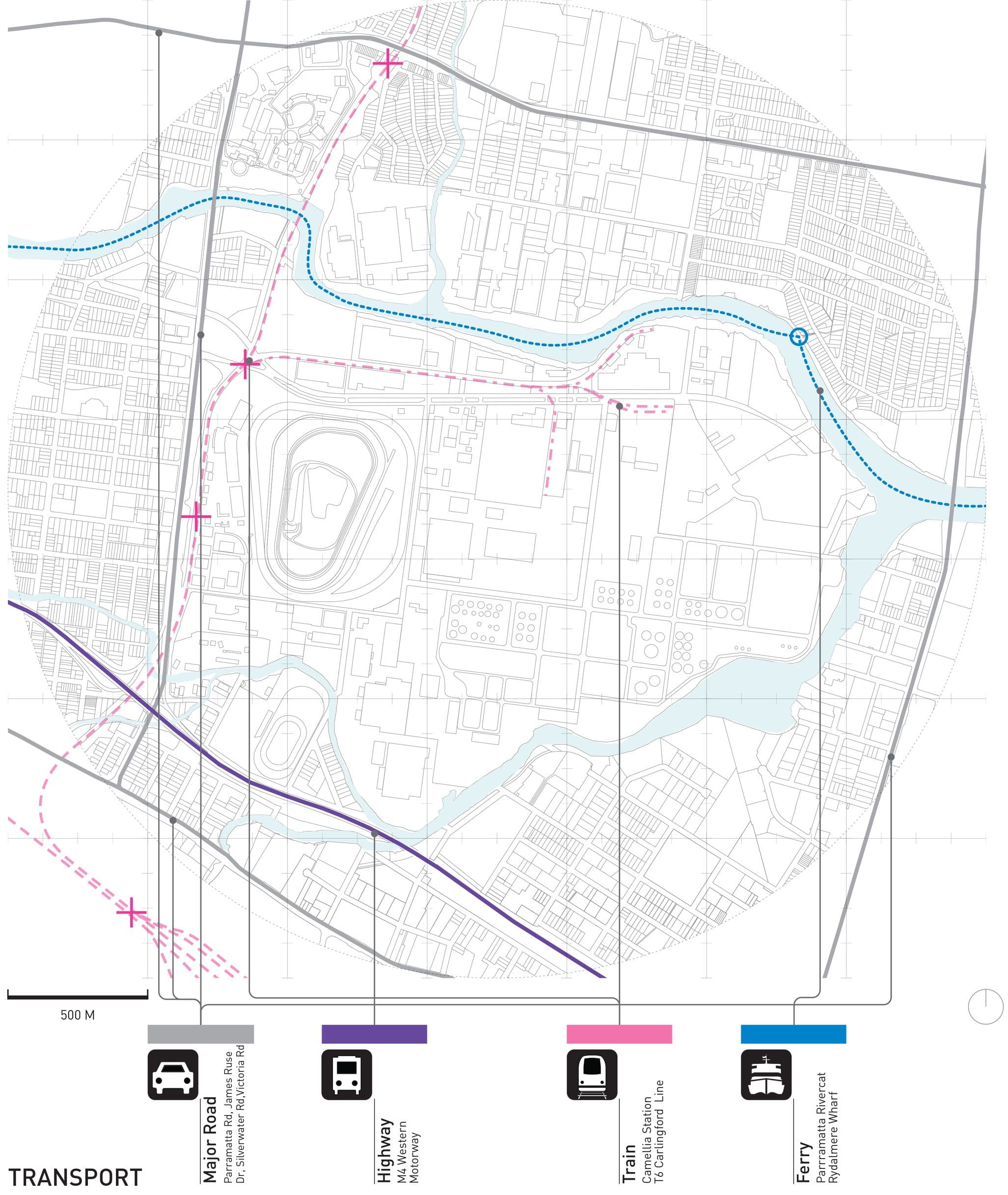 Camellia Circus — site analysis, transport
