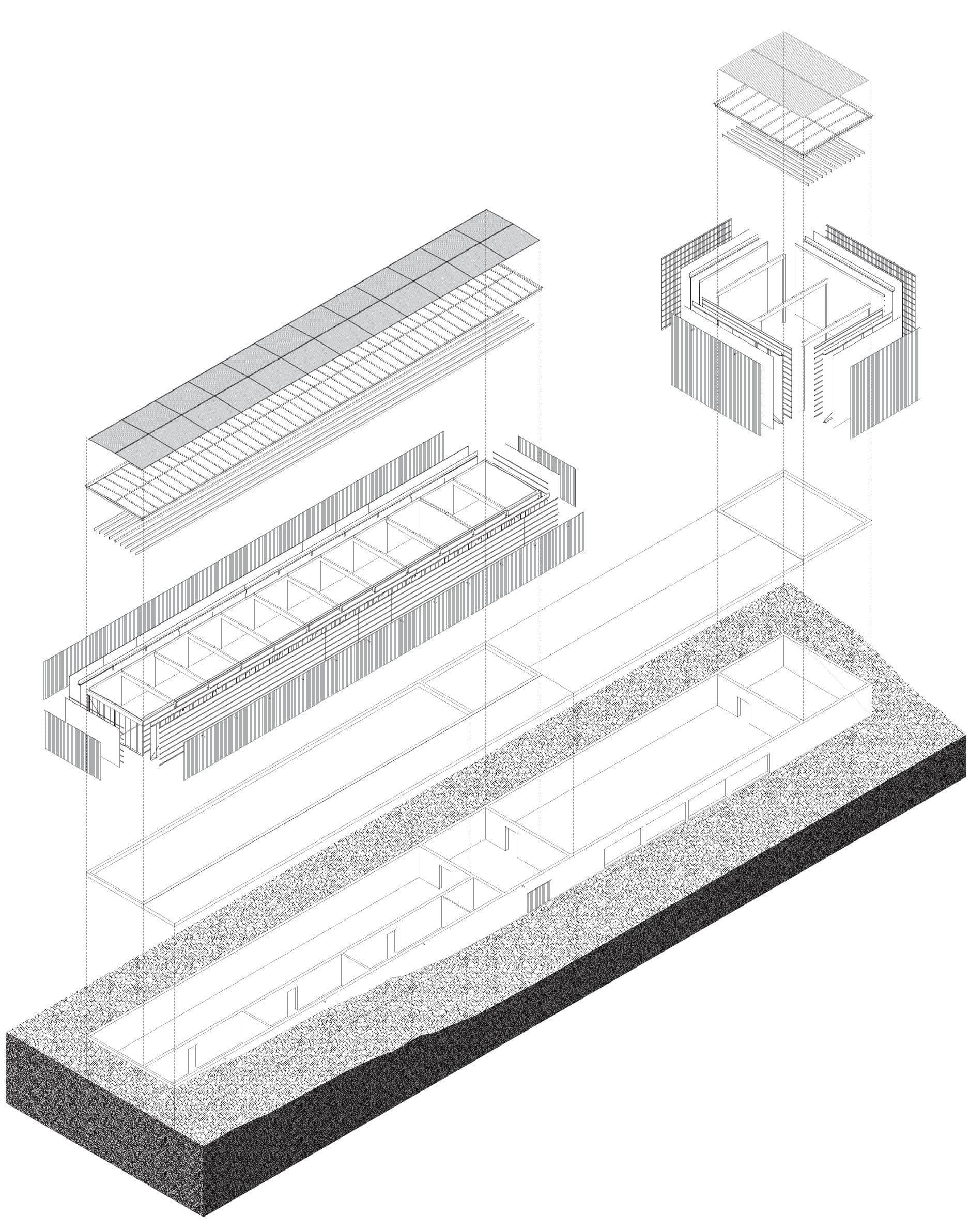 Schaulager und Archiv — exploded axonometric