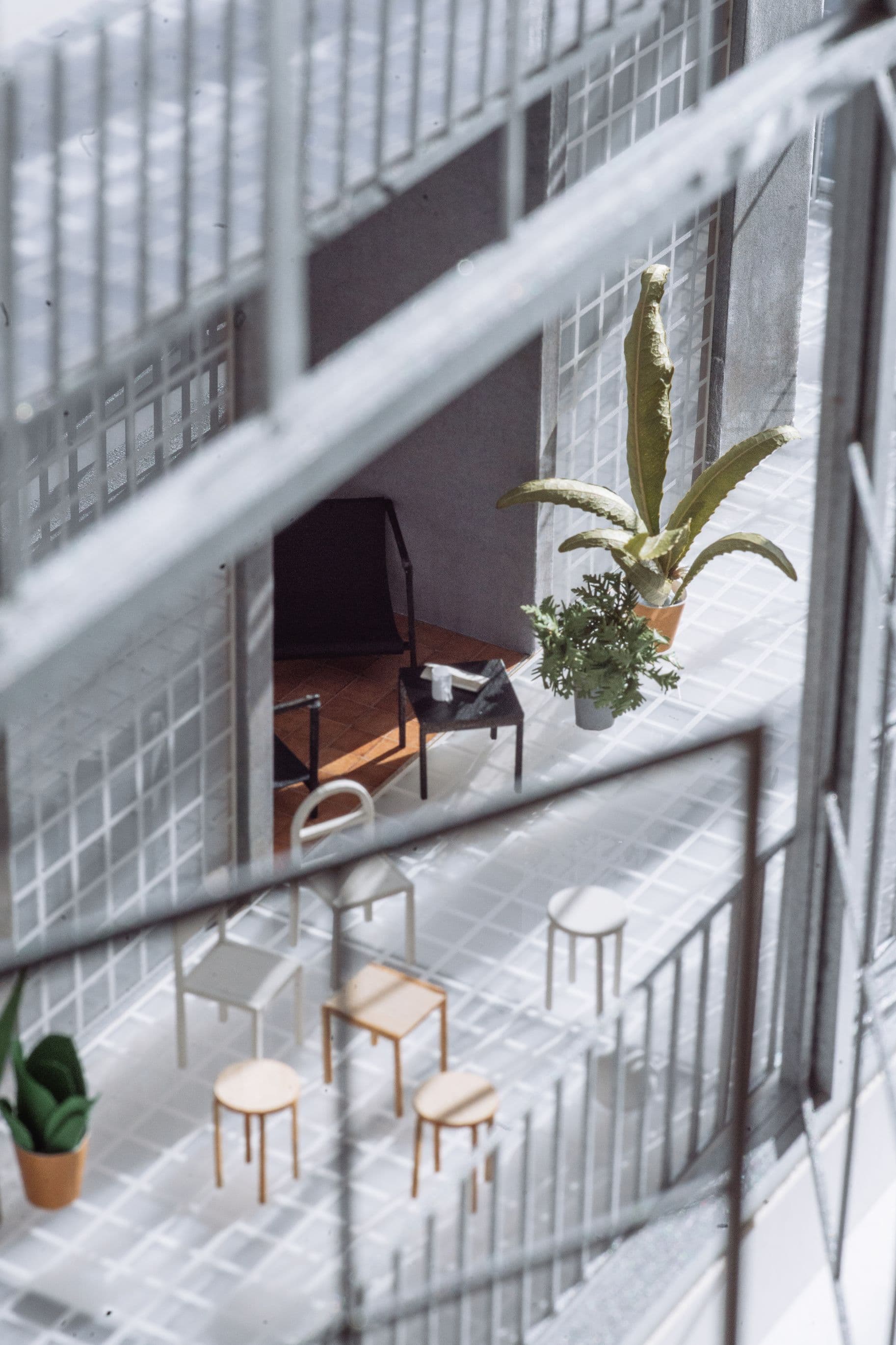 The Modern Villa — 1:50 model, terrace seen from above