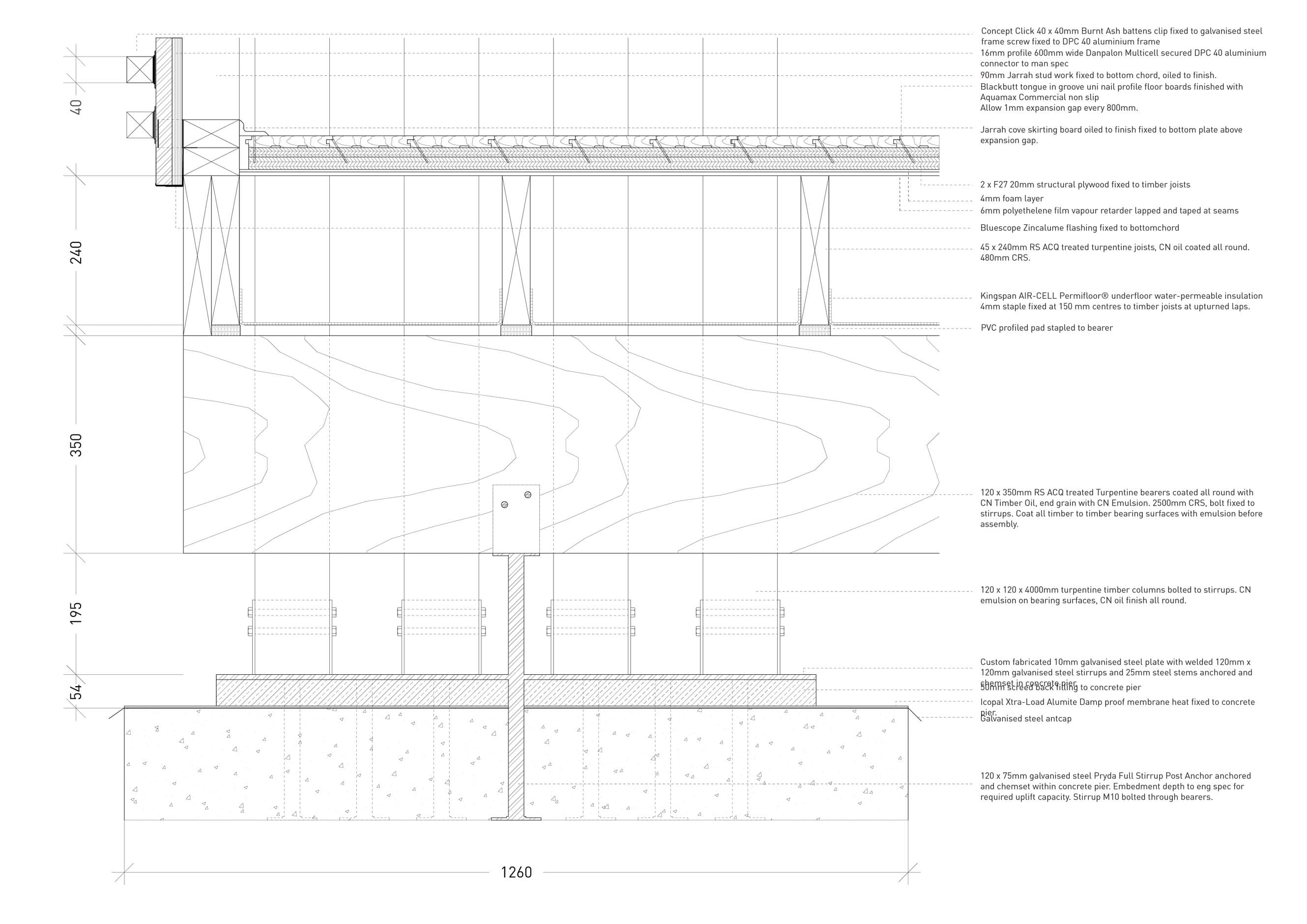 Abbotsford Scout Hall — detail section through the floor